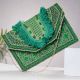 Green Crossbody Beaded Cotton Handbags For Women